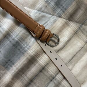 Tan Leather Belt with Silver Buckle